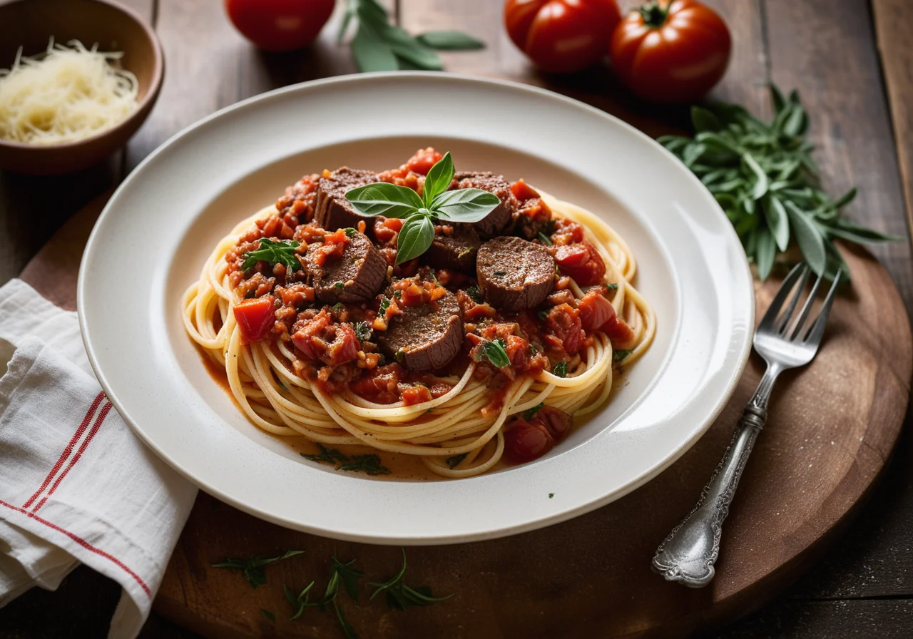 Spaghetti with Chicken Liver Tomato Ragout