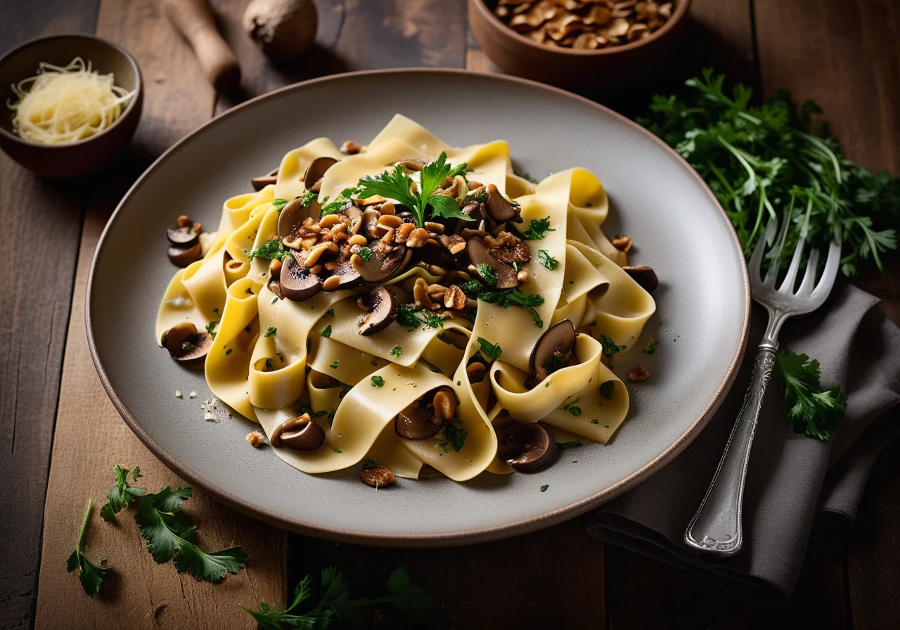 Pappardelle with Bean‑Mushroom Ragout