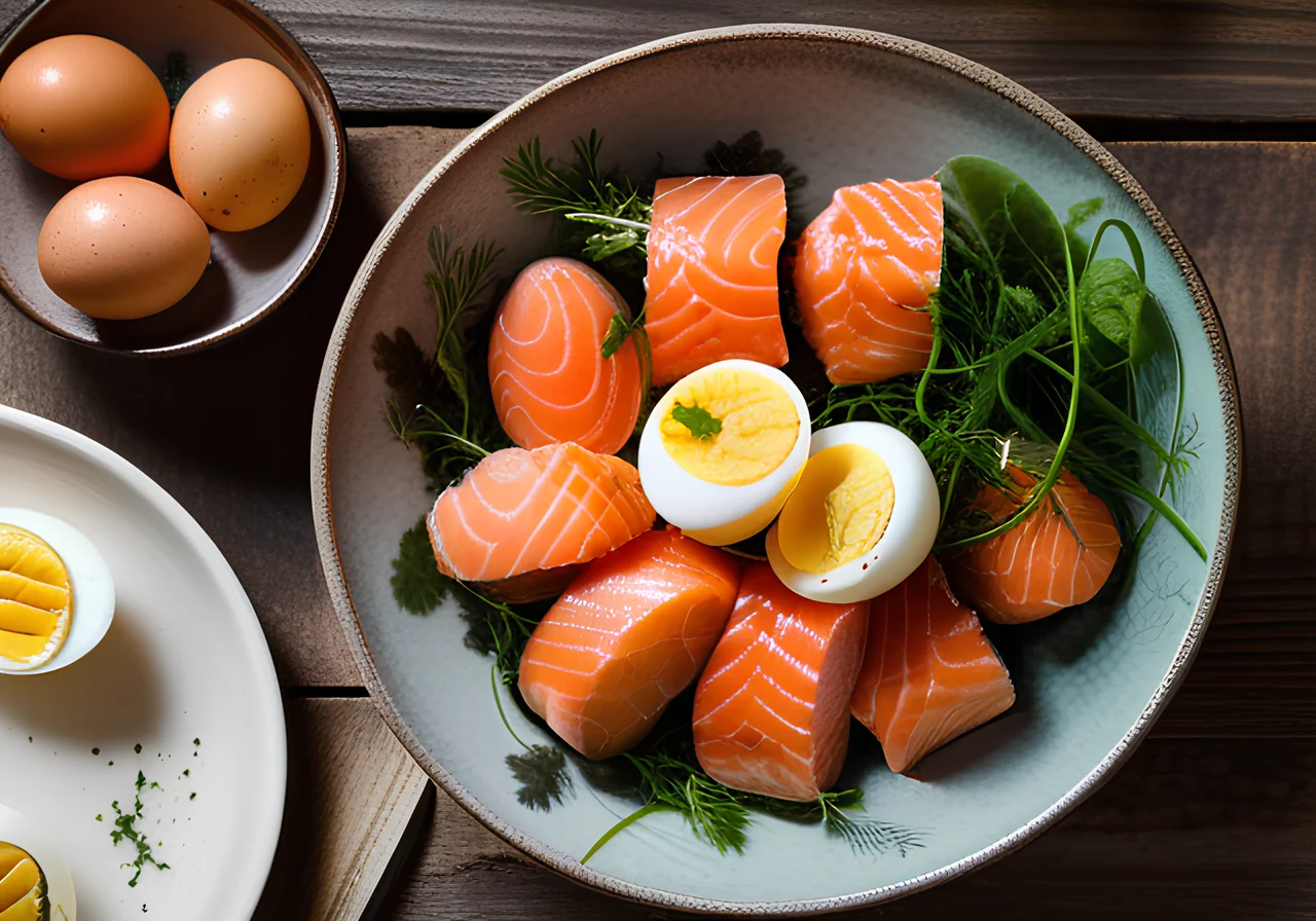 Colorful Bowl with Salmon and Eggs
