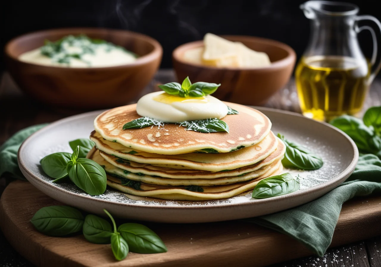 Baked Pancakes Filled with Spinach and Mozzarella