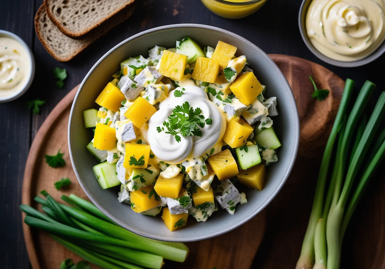 Herring Potato Salad with Cucumber and Beetroot