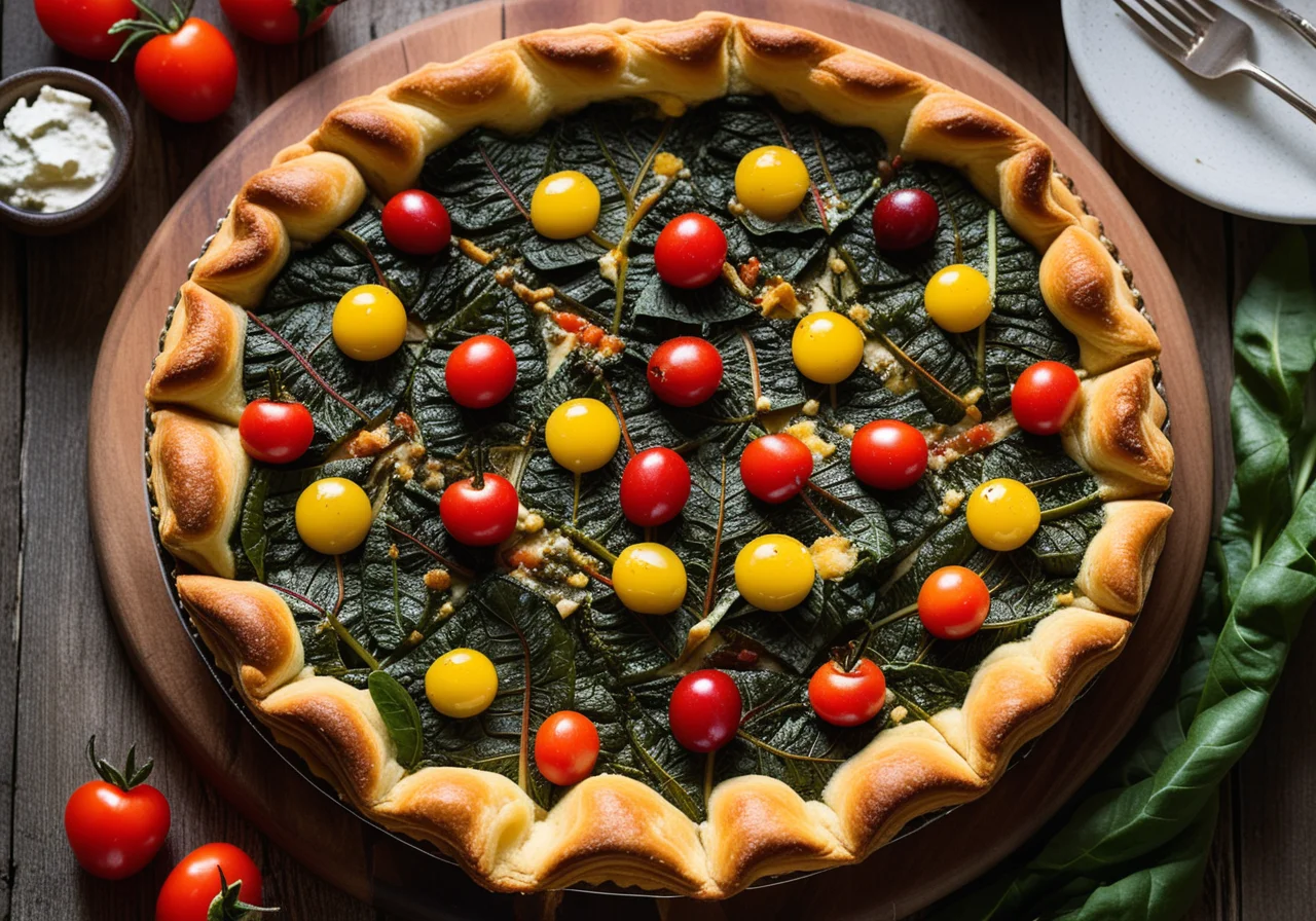Swiss Chard Tart with Cheese and Cherry Tomatoes