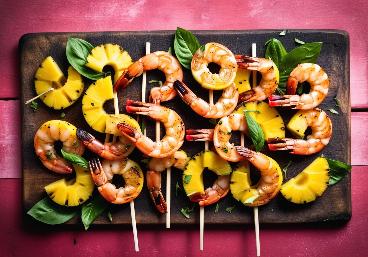Shrimp Skewers with Pineapple
