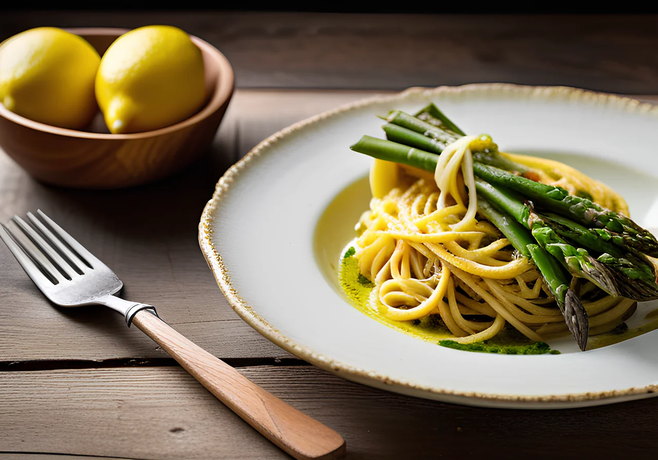 Spaghetti with Wild Asparagus and Lemon Sauce