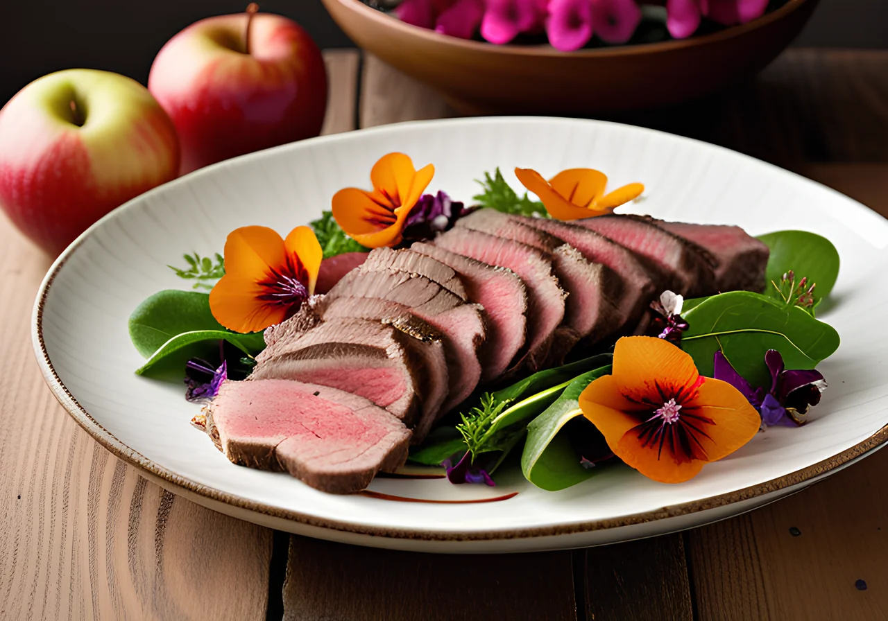 Marinated Beef Fillet on Leafy Salad