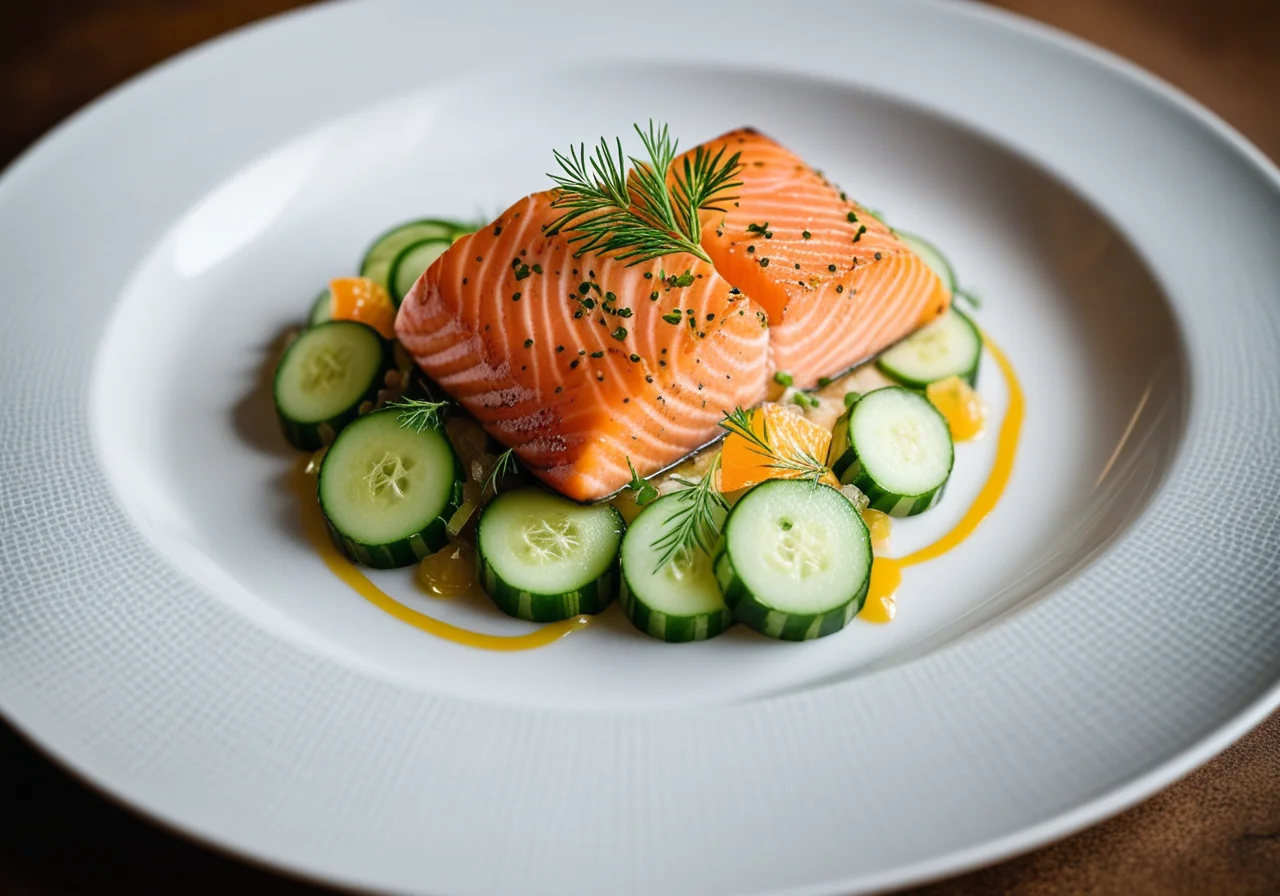 Salmon with Cucumbers