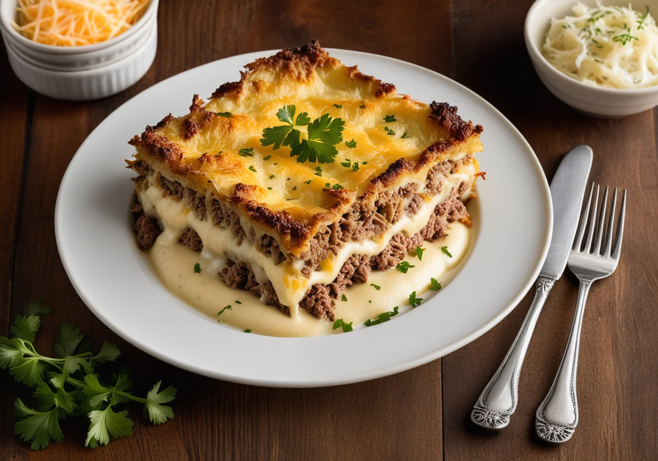 Potato Gratin with Ground Meat and Sauerkraut