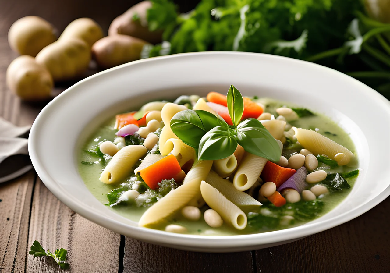 Vegetarian Minestrone with Potatoes, Beans and Pasta