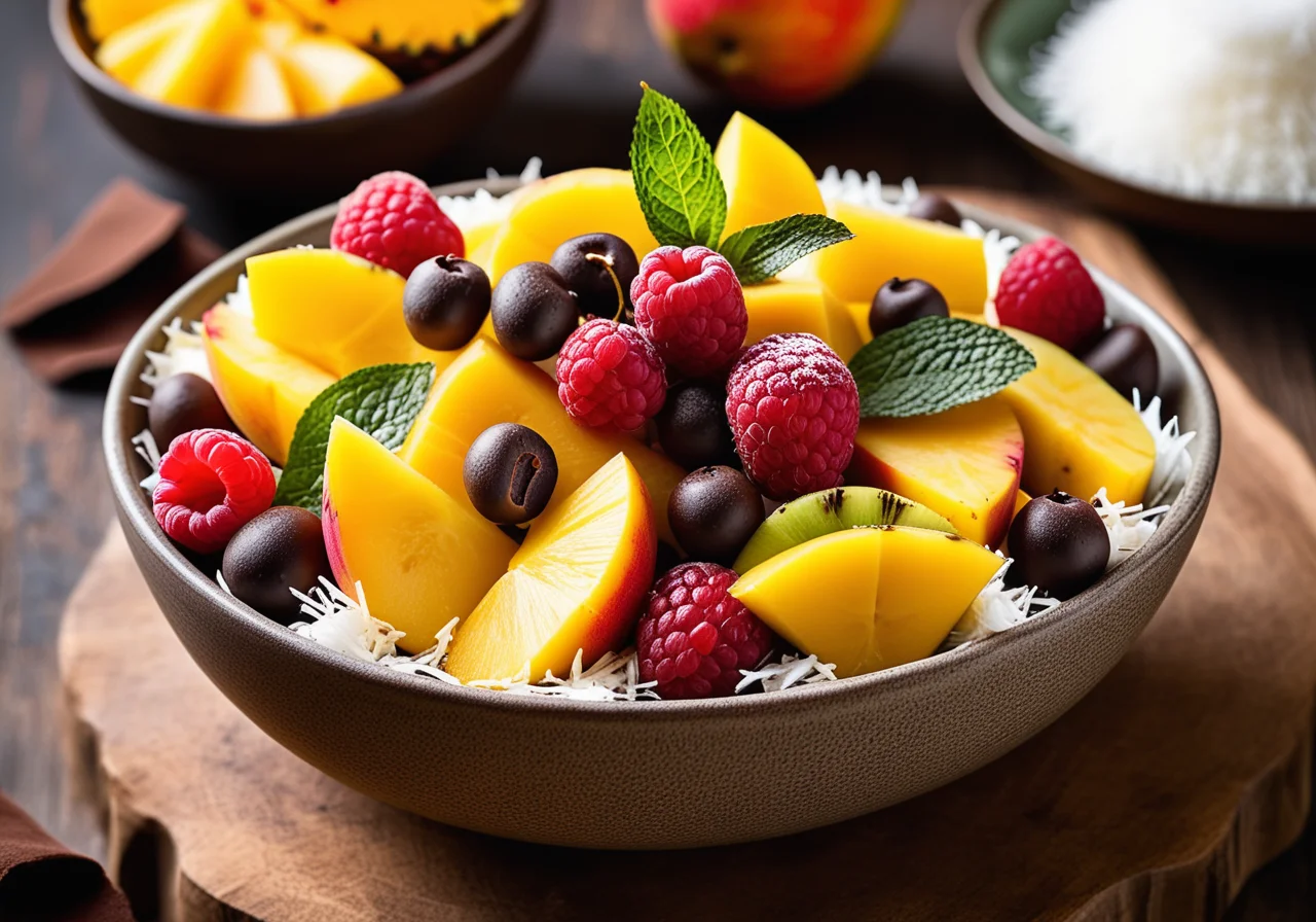 Exotic Fruit Salad with Cranberries and Coconut