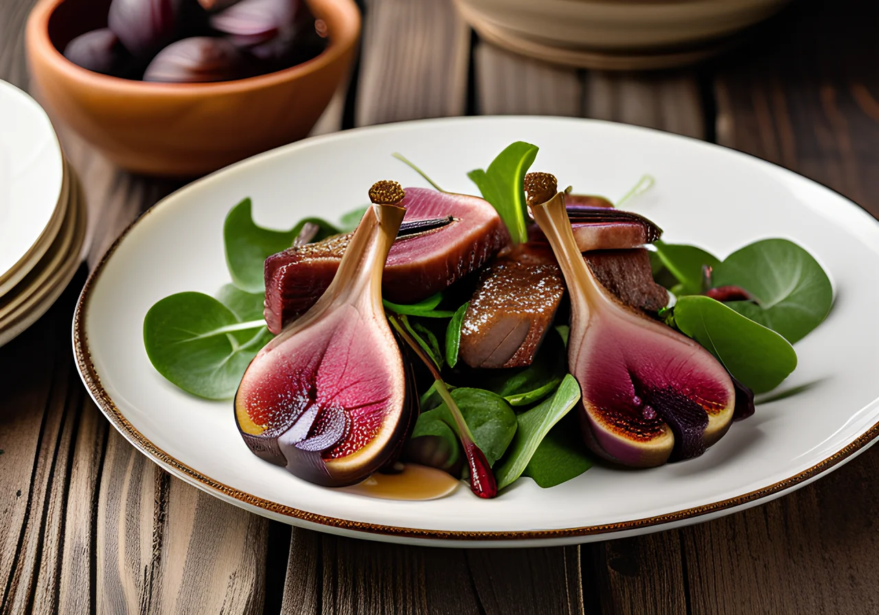 Rhubarb-Fig Salad with Duck Liver