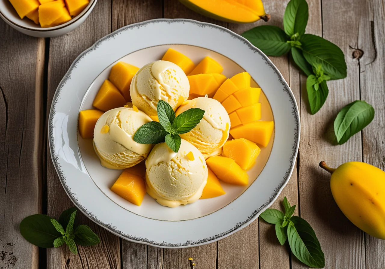 Mango Mint Lemon Ice Cream