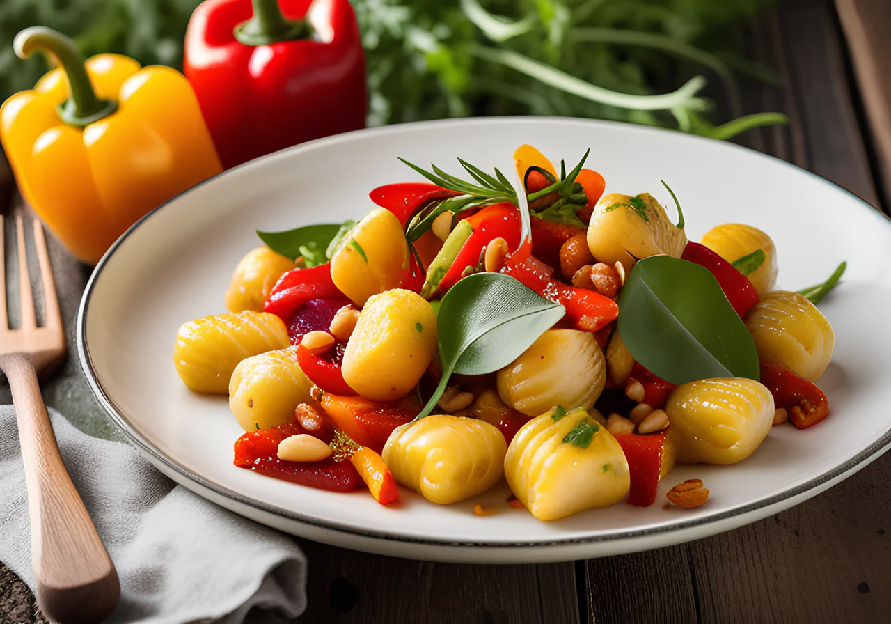 Pan‑fried Gnocchi with Rocket and Bell Peppers