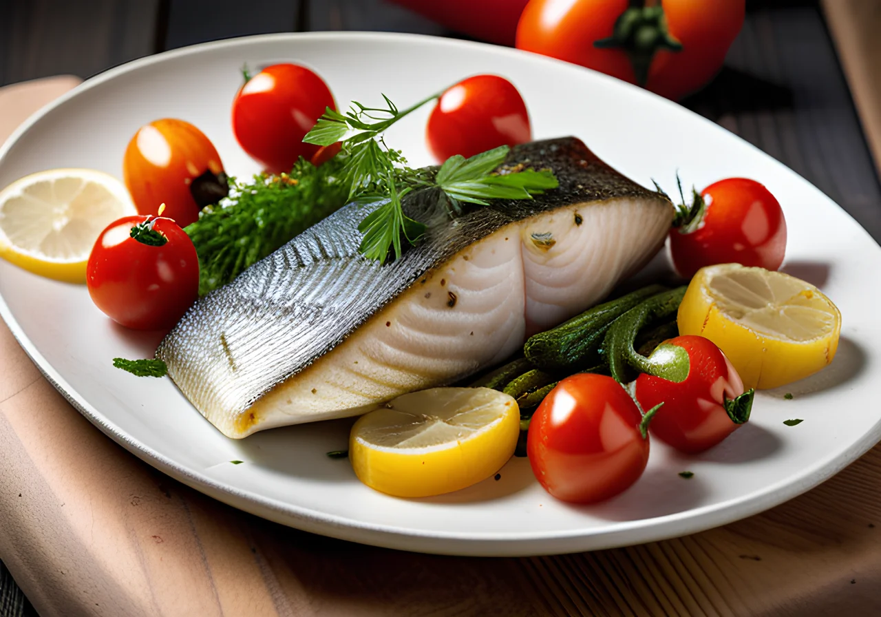 Sea Bass with Mediterranean Oven‑Roasted Vegetables
