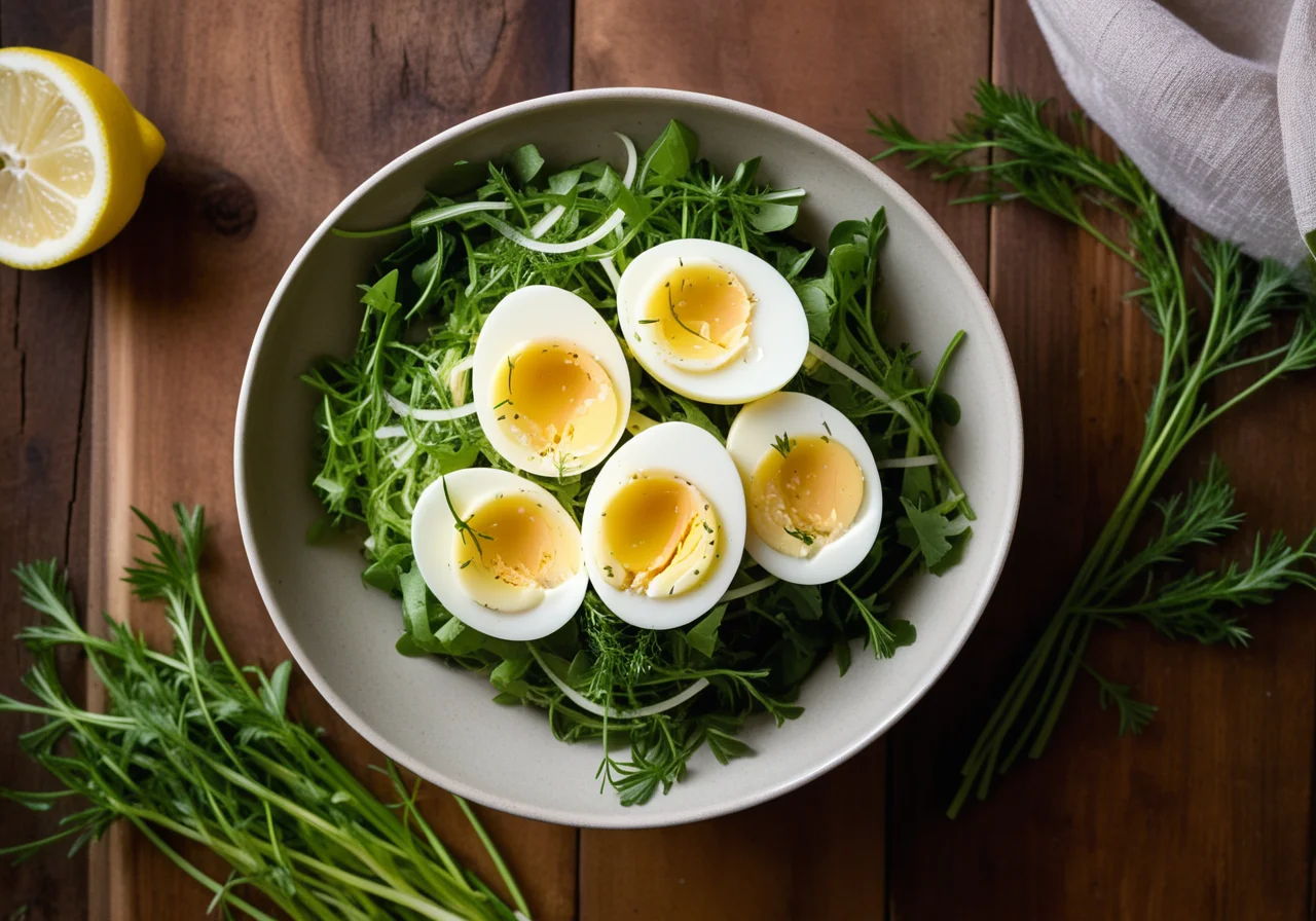 Arugula Salad with Egg Vinaigrette and Lemon Butter