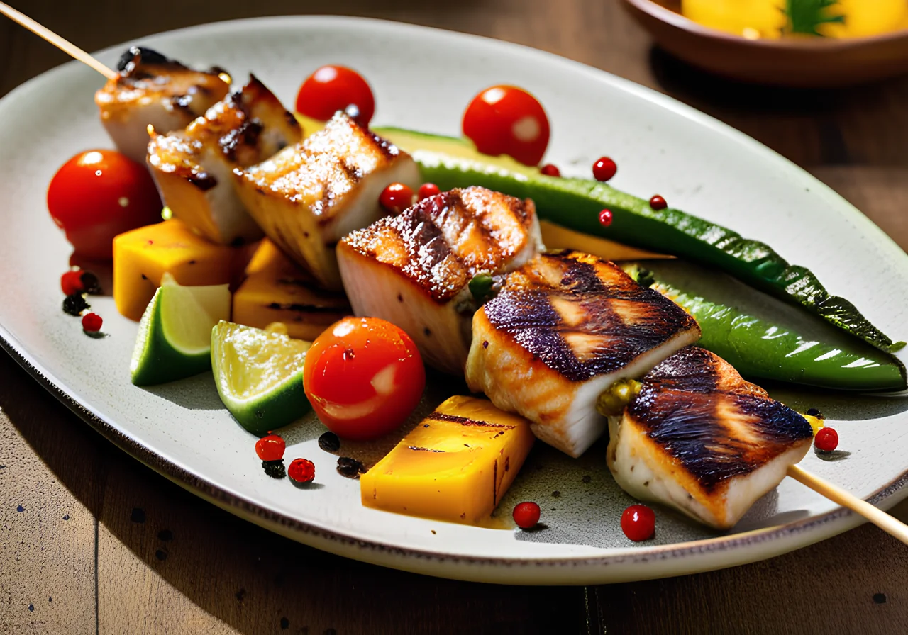 Fish-Mango Skewers