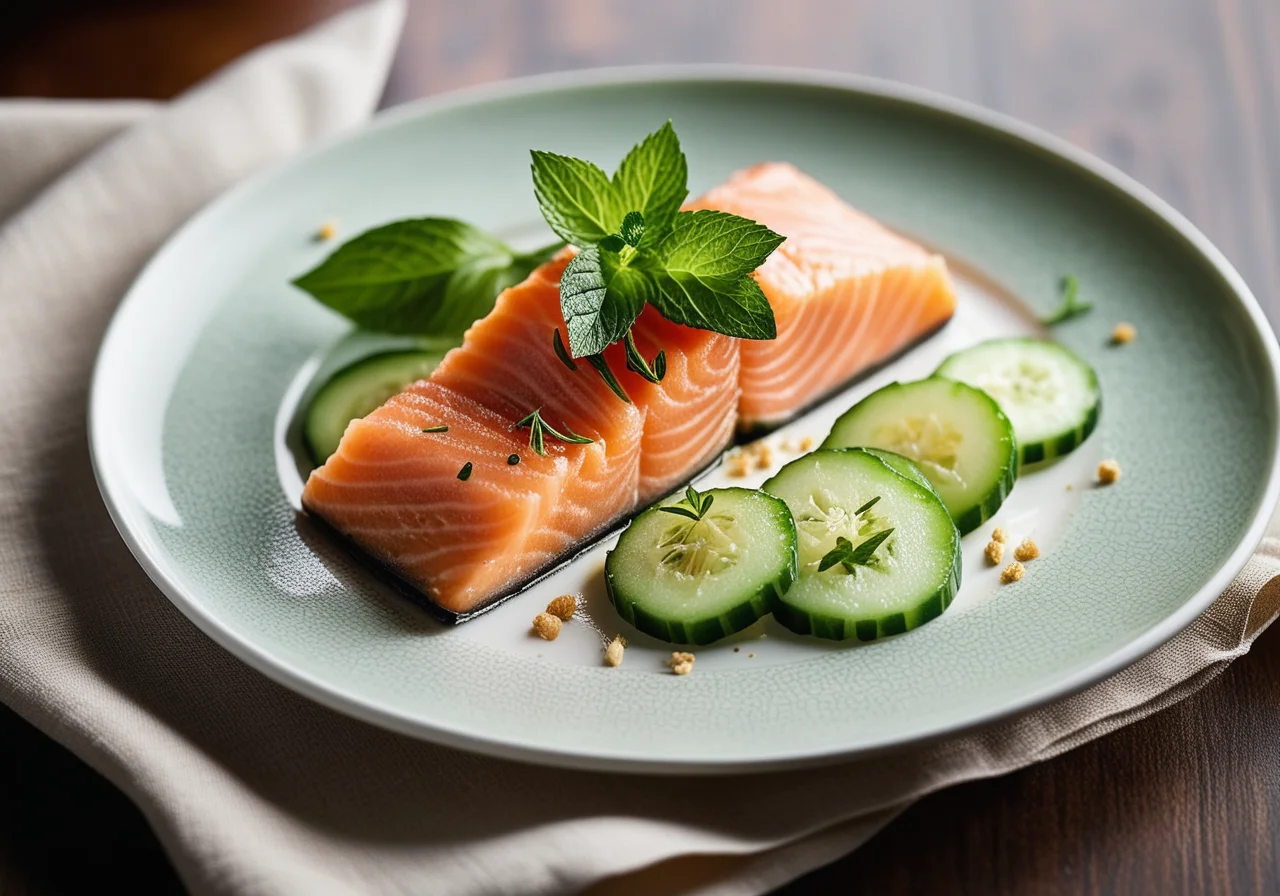 Salmon Fillet with Mint and Cucumber