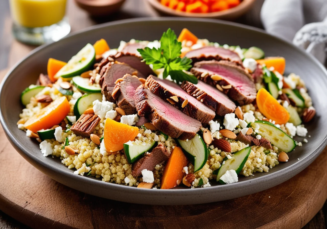 Moroccan Couscous Salad with Lamb and Feta