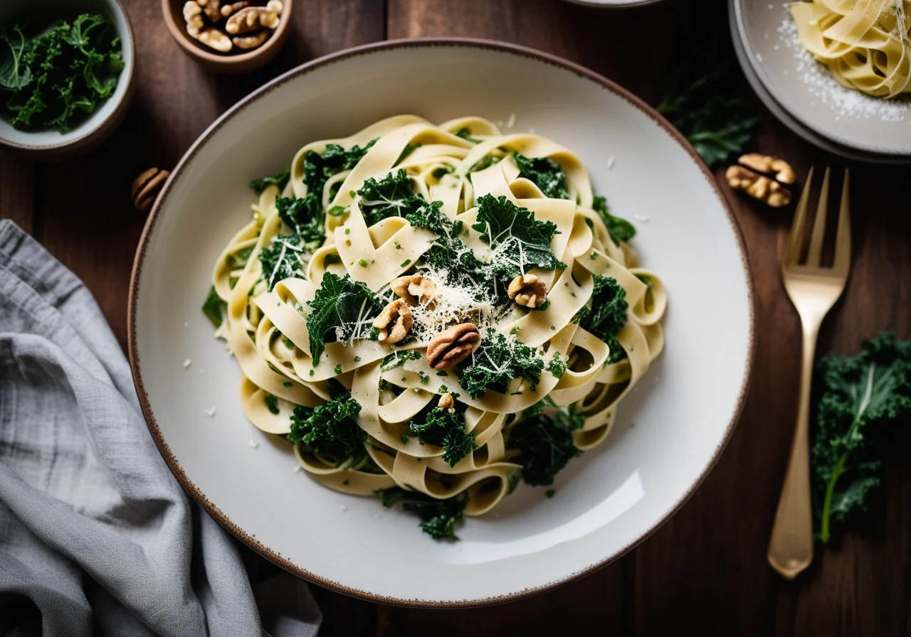 Tagliatelle with Kale and Walnuts