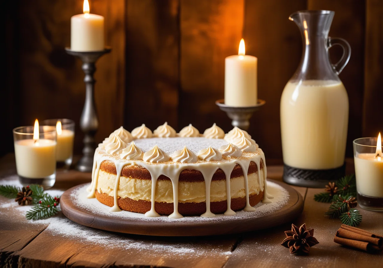 Eggnog Cake with Cream