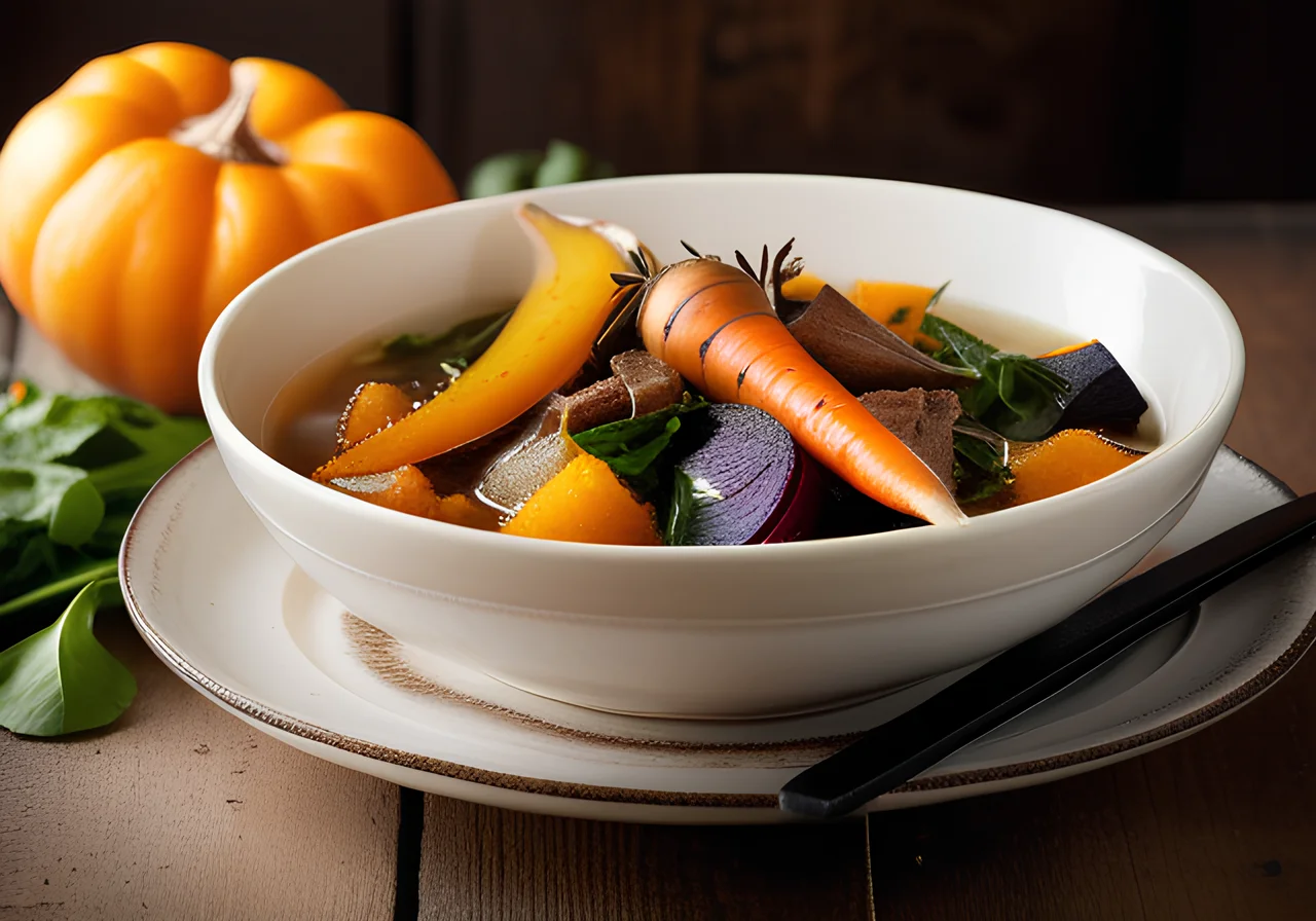 Vegetable Stew with Grilled Pears