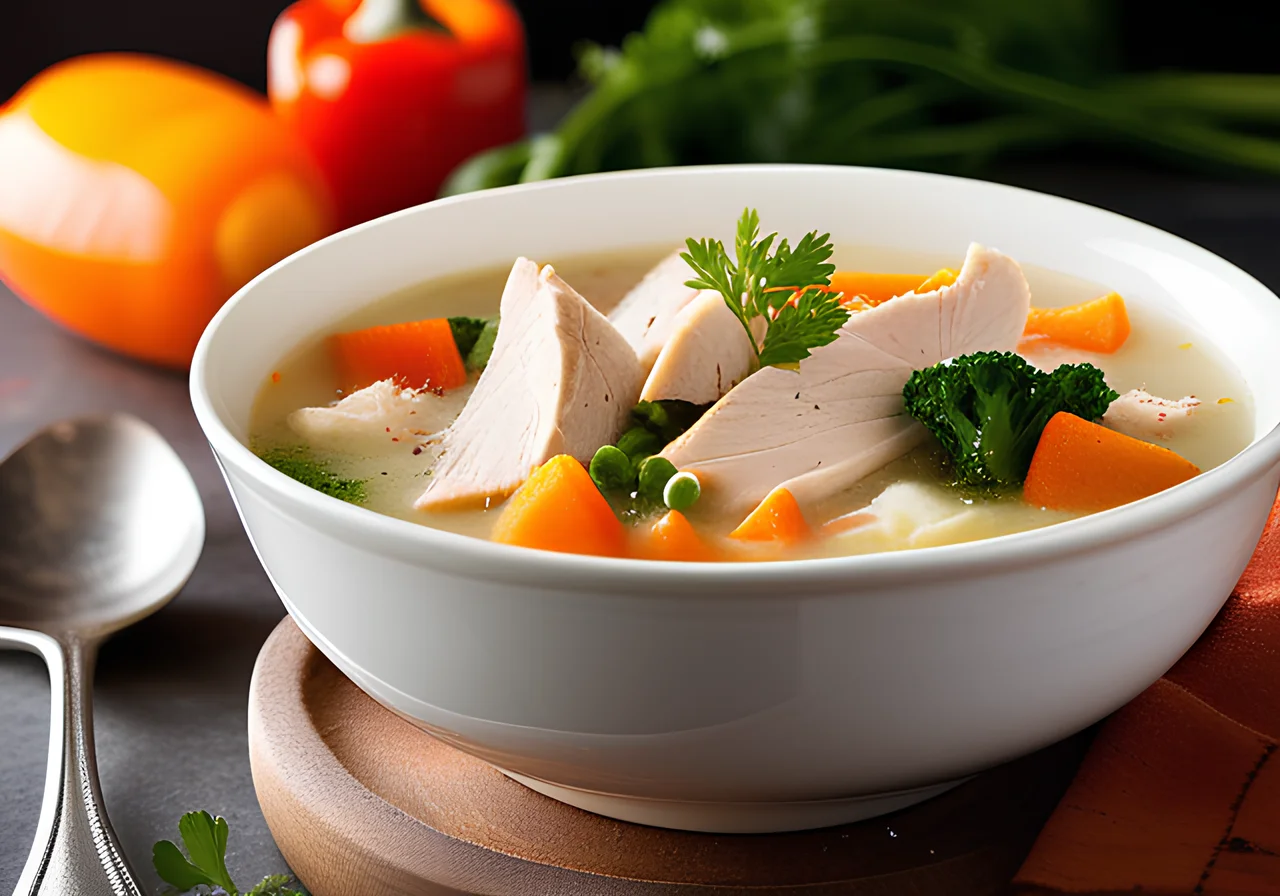 Chicken Vegetable Soup with Tortellini and Parmesan