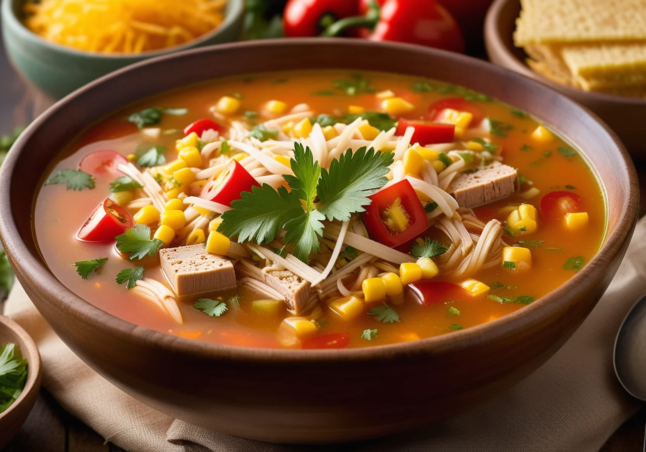 Mexican-Style Vegetable Soup with Chicken and Cilantro
