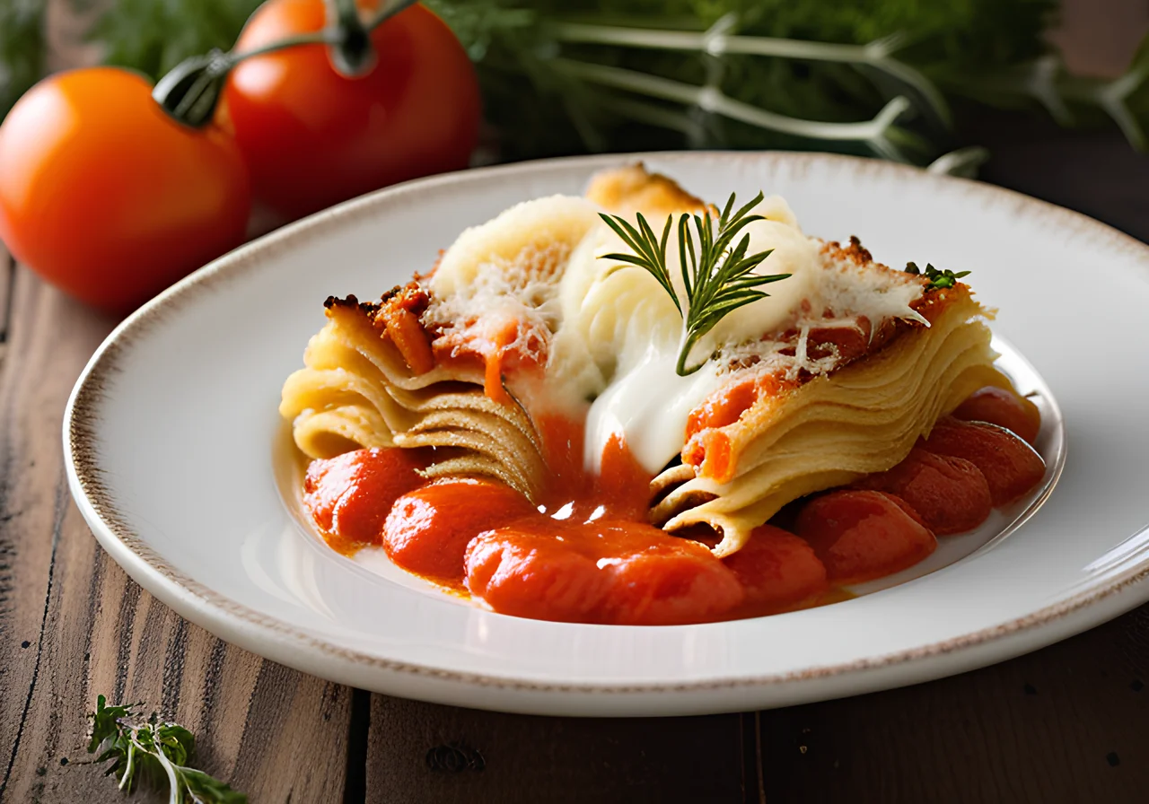 Spirelli Gratin with Tomato and Mozzarella