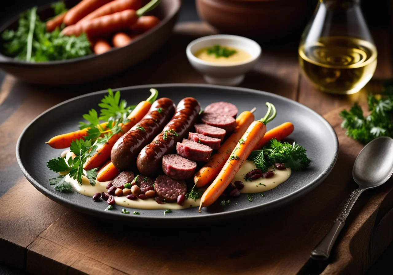 Wagyu-Bratwurst with Vegetables