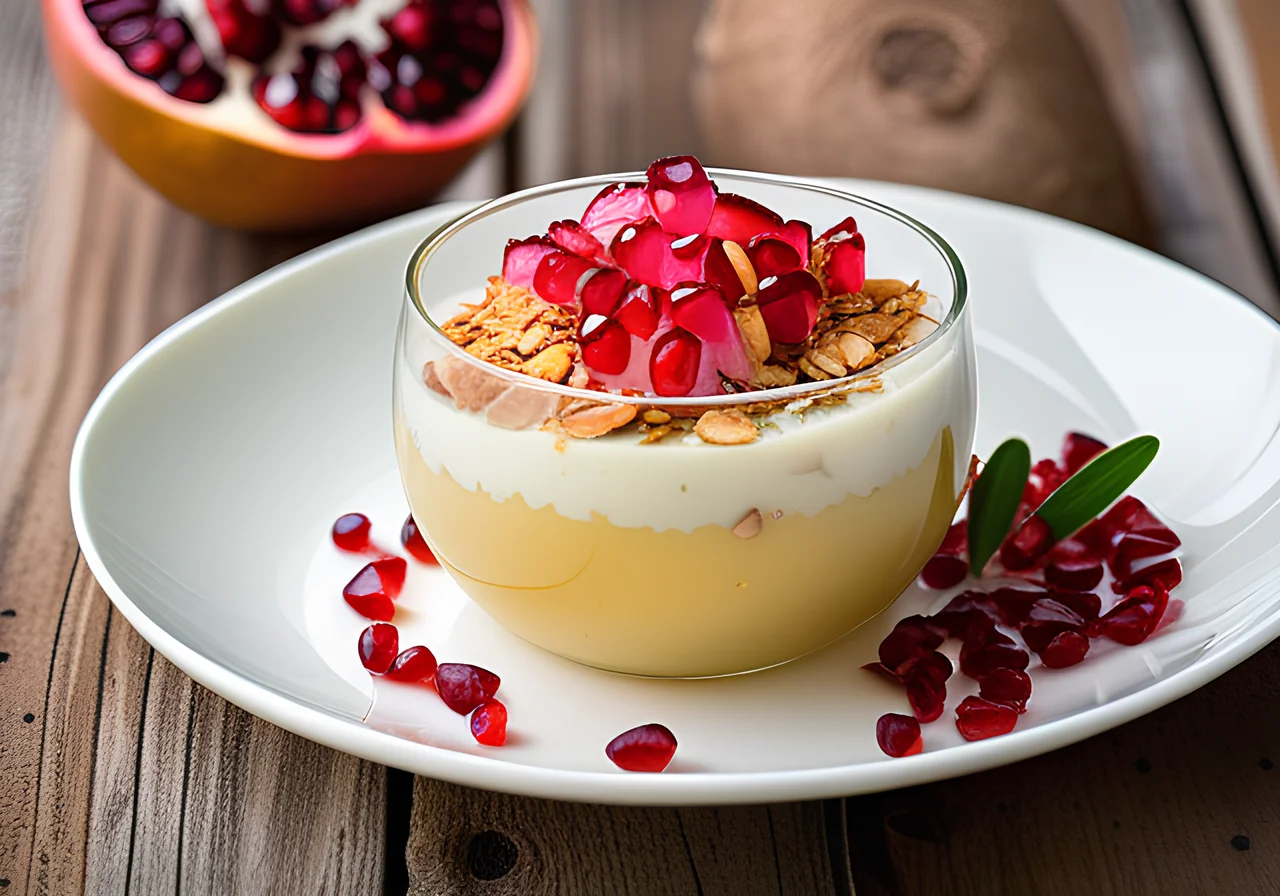 Coconut Lemongrass Pudding with Pomegranate Seeds