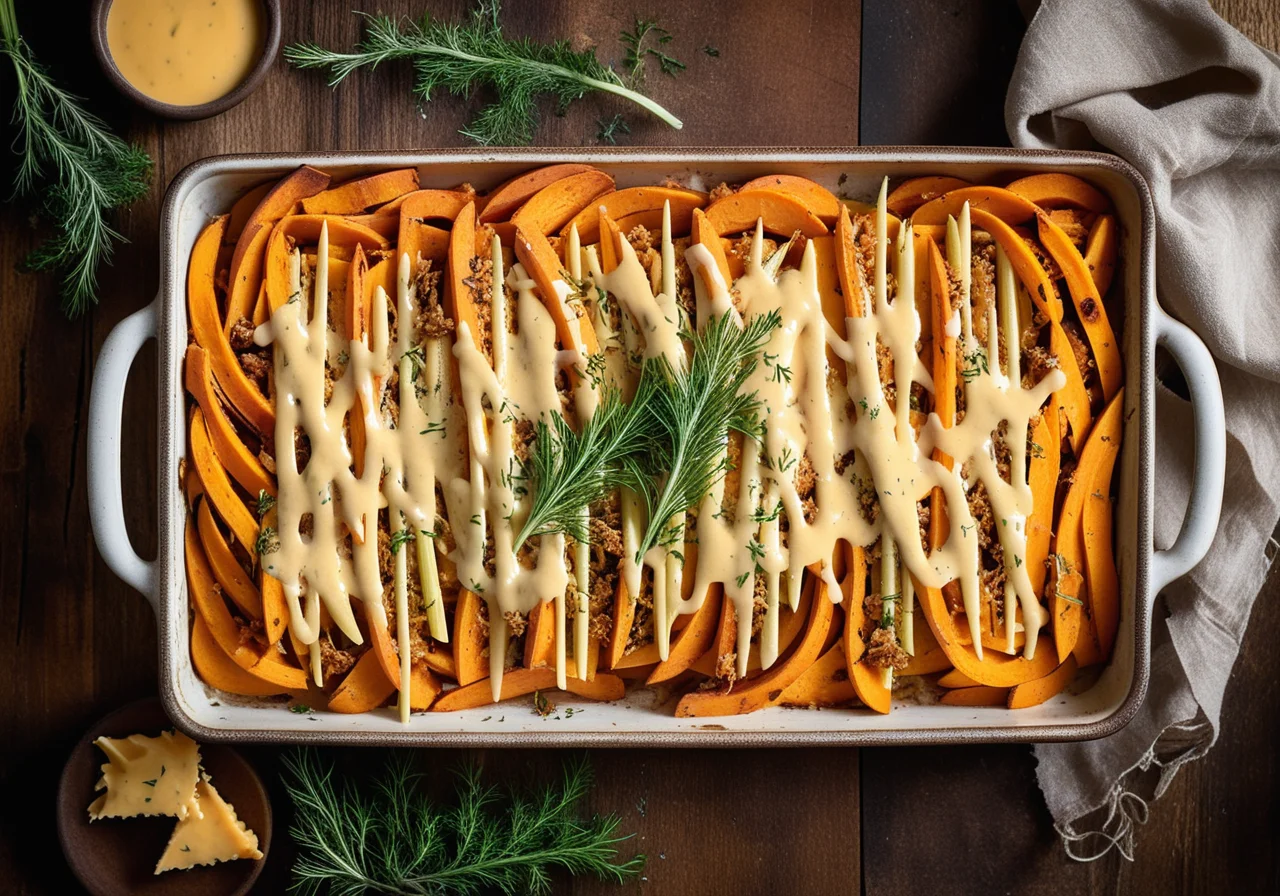 Penne Sweet Potato Fennel Gratin