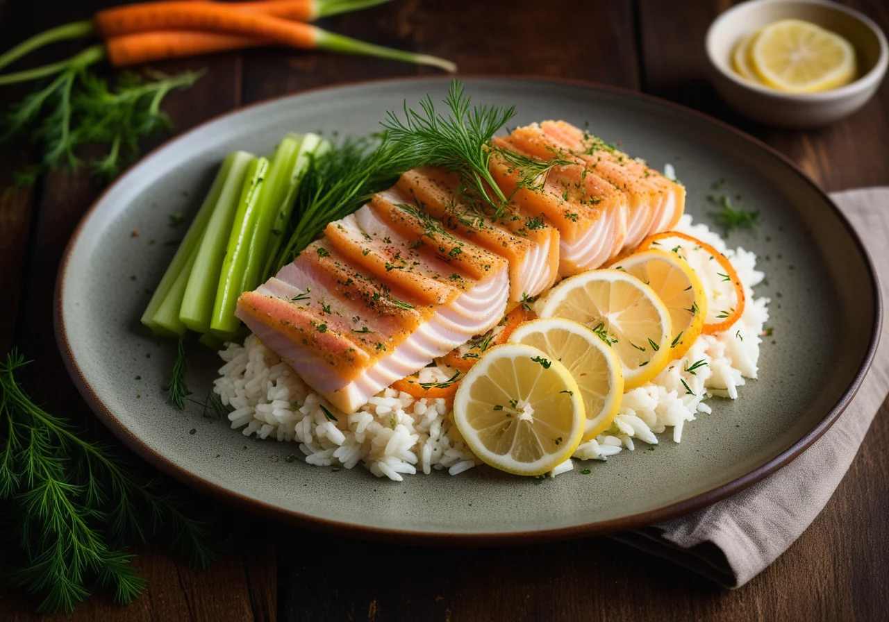 Redfish Fillet on Vegetable Strips