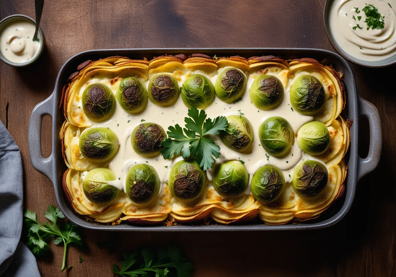Potato Gratin with Brussels Sprouts