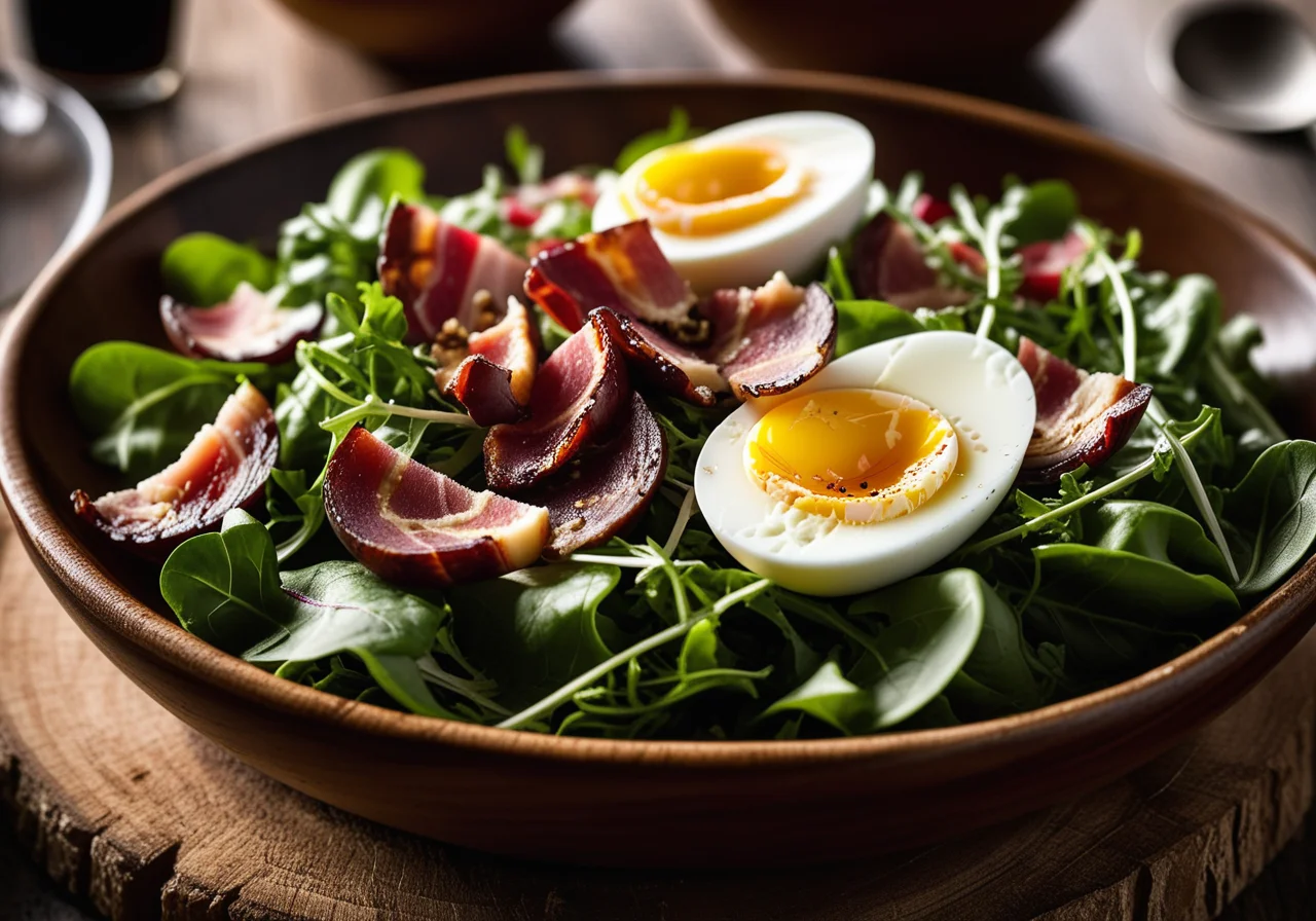 Salad with Bacon, Egg and Parmesan