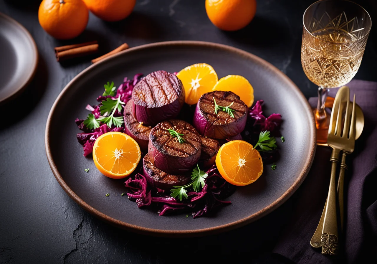Venison Medallions with Orange-Cinnamon Red Cabbage
