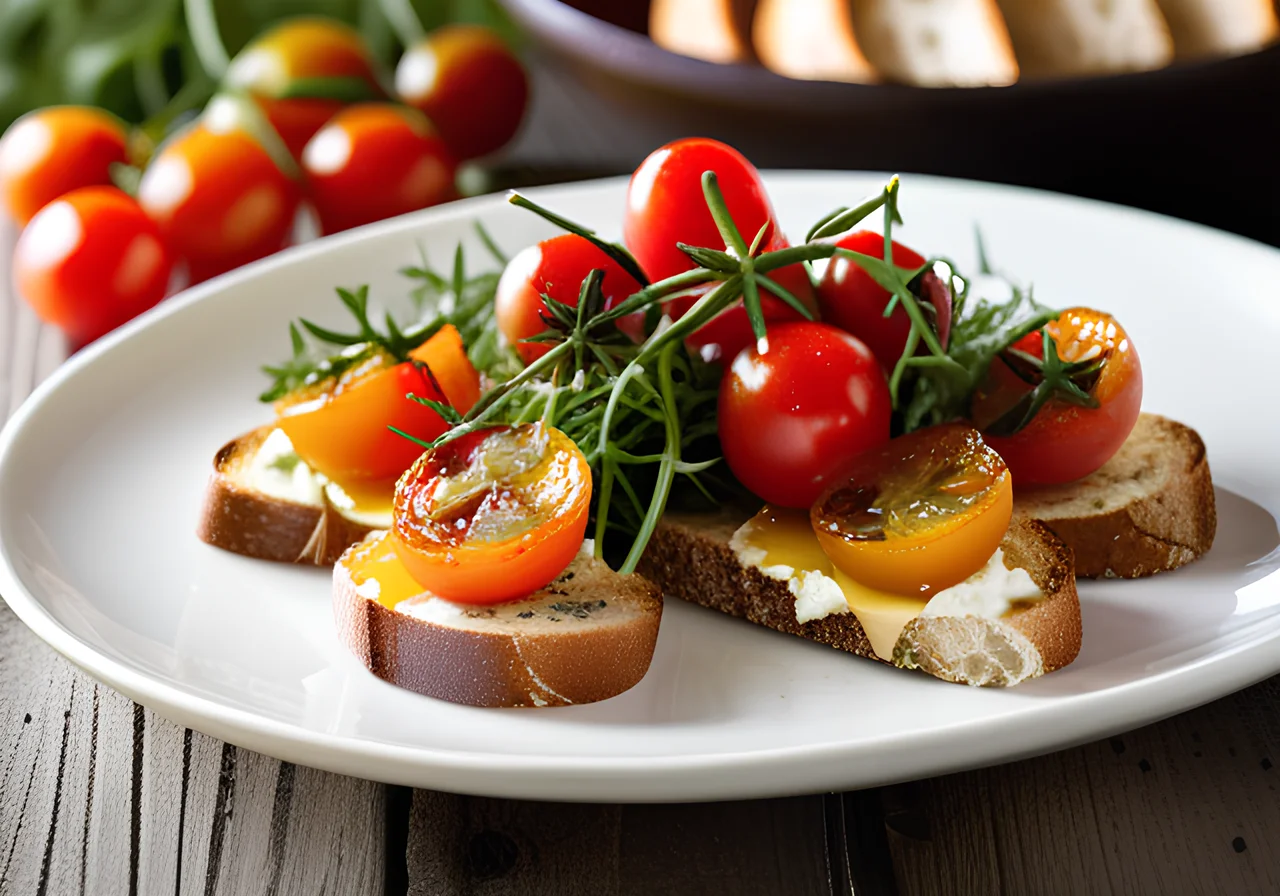 Baked Goat Cheese with Toasted Bread and Salad