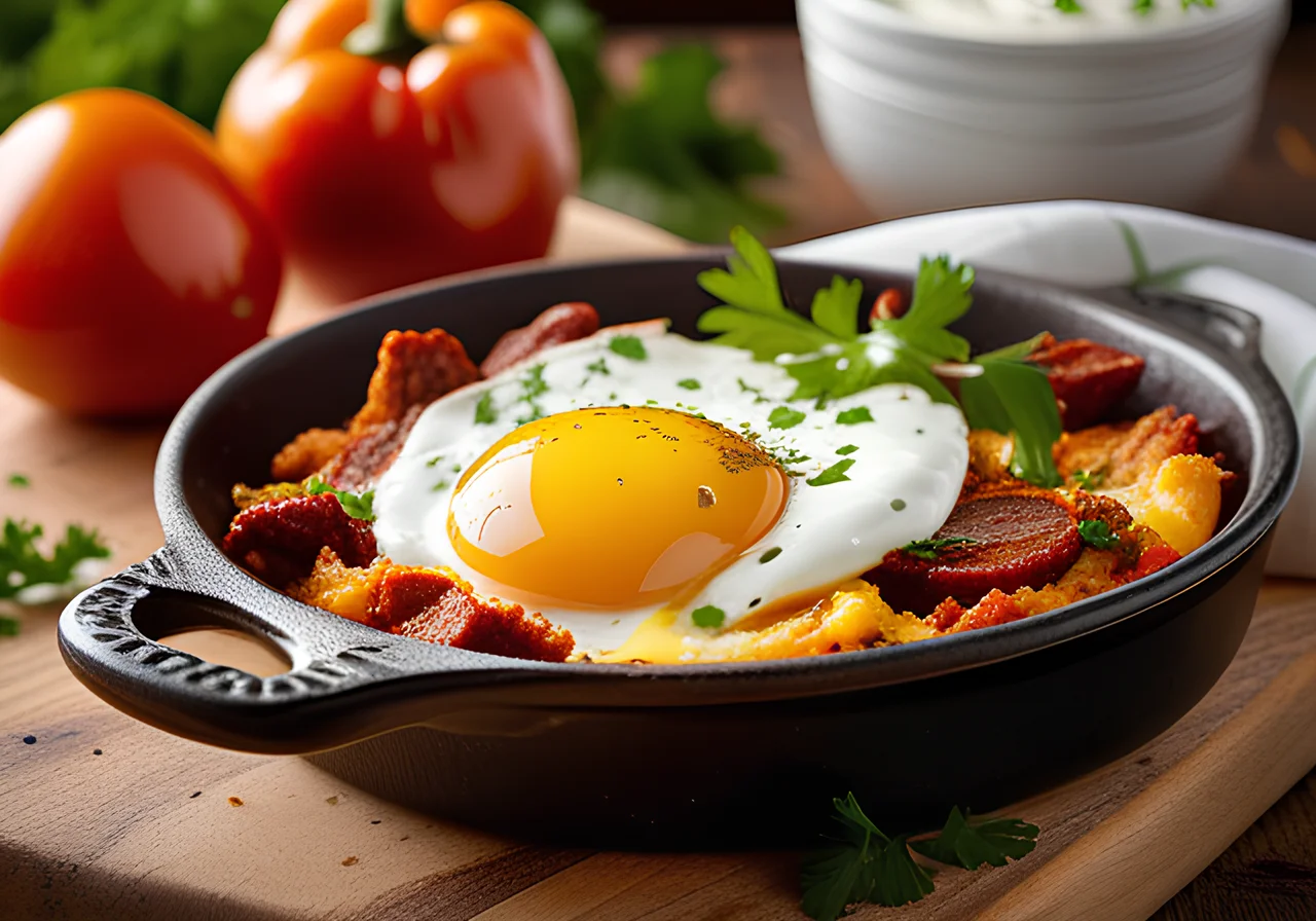 Paprika-Chorizo Casserole with Fried Egg
