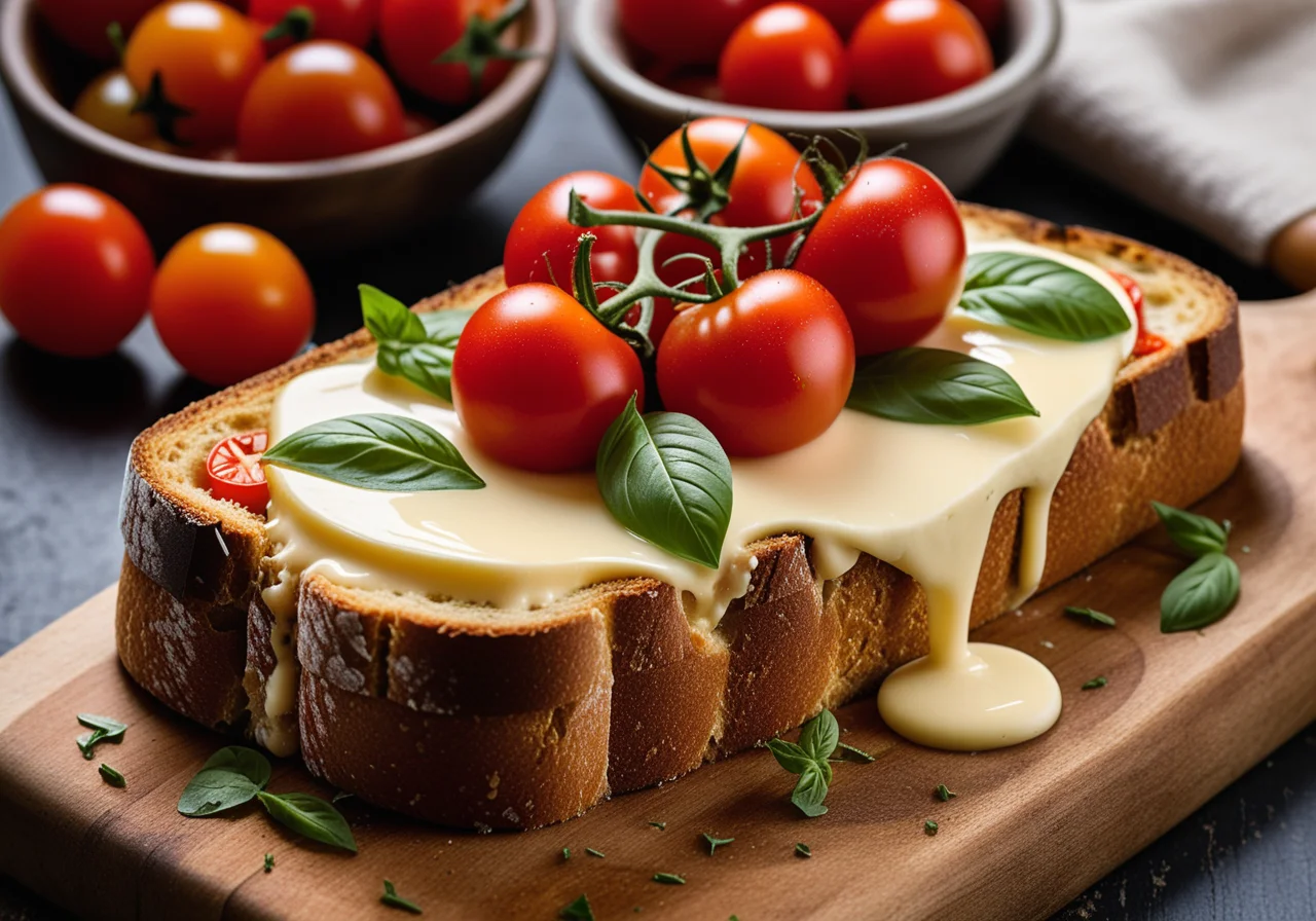Toast with Cheese and Tomatoes