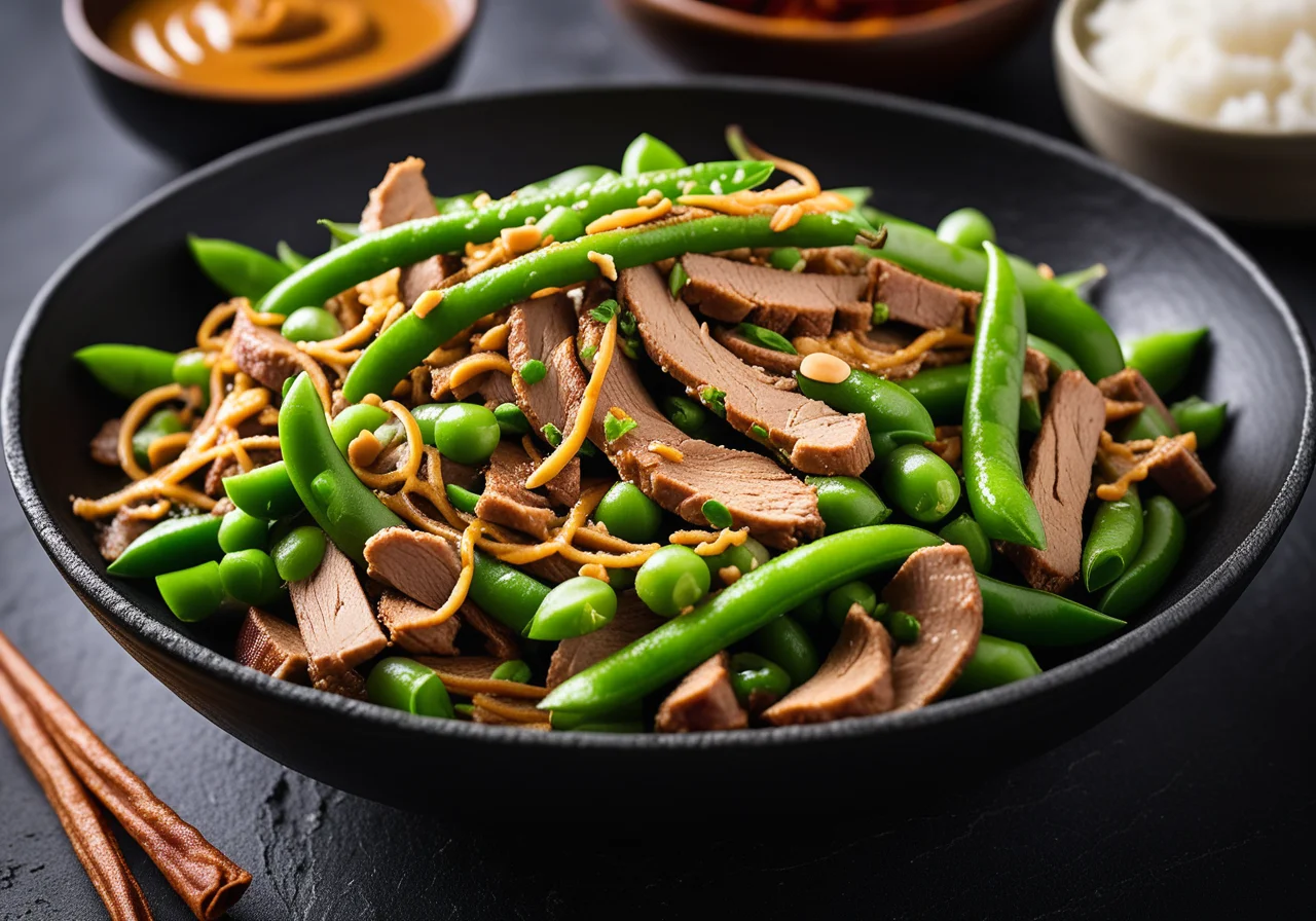Turkey Strips with Sugar Snap Peas and Peas