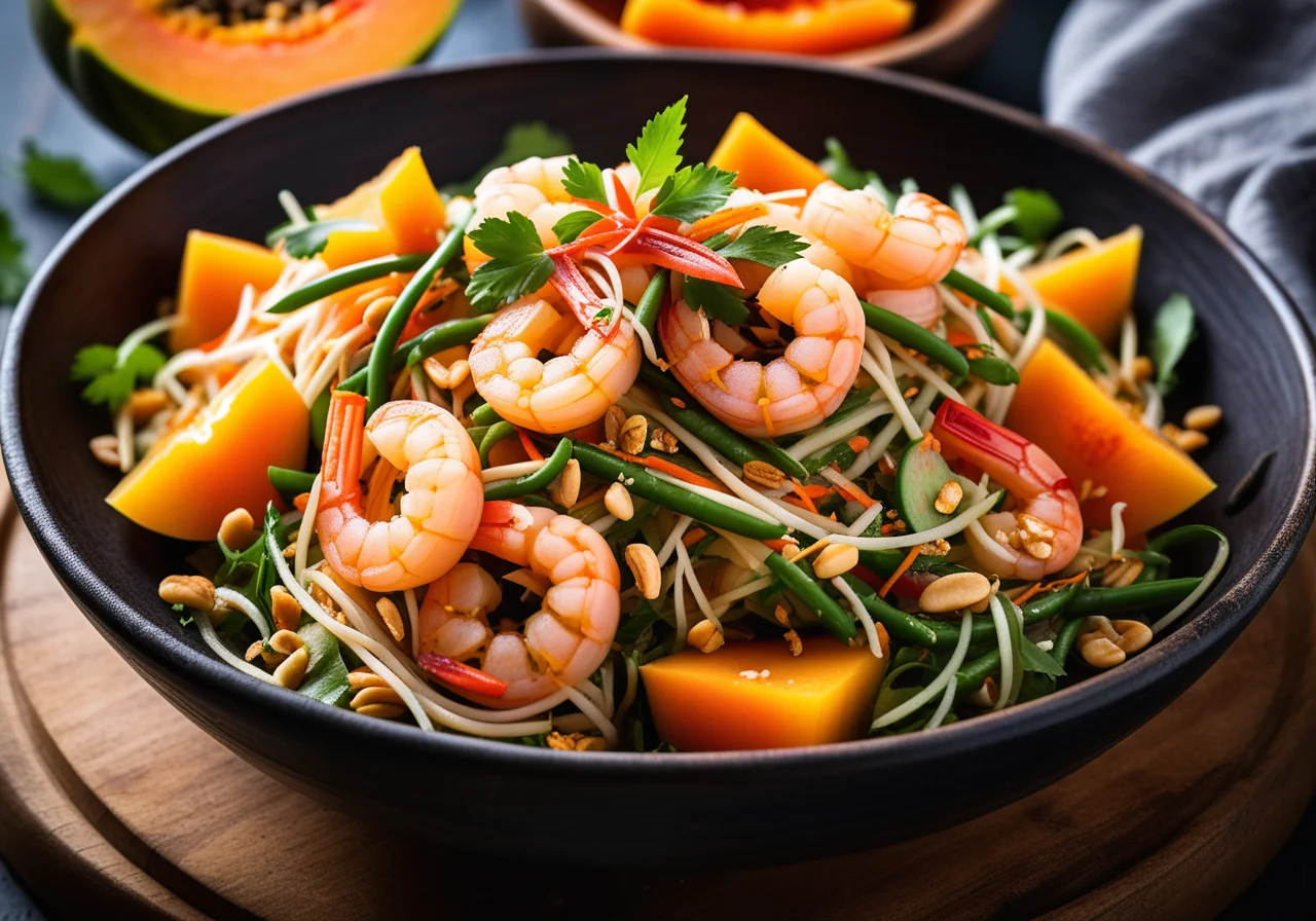 Papaya Salad with Beans and Shrimp