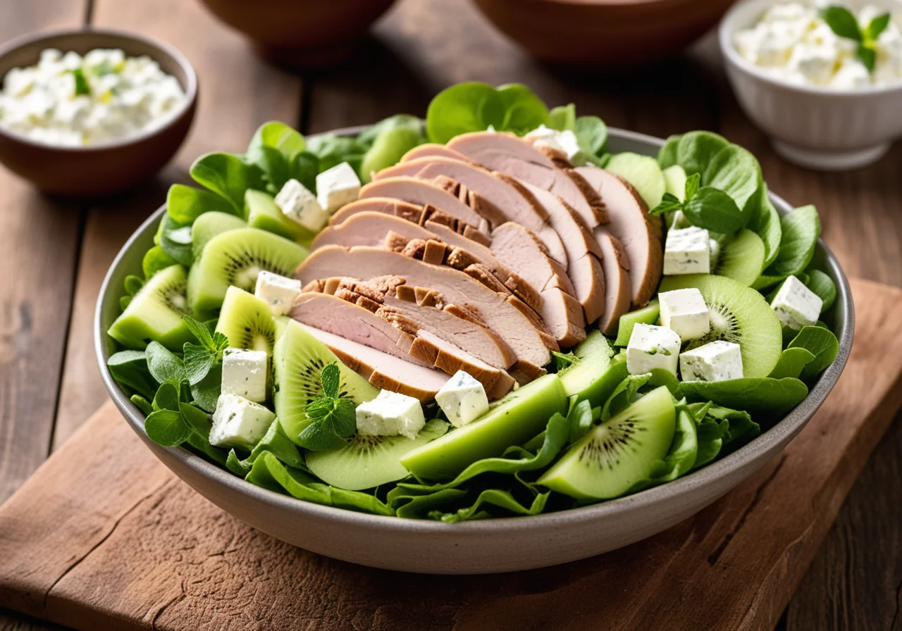 Salad with Turkey, Feta and Kiwi