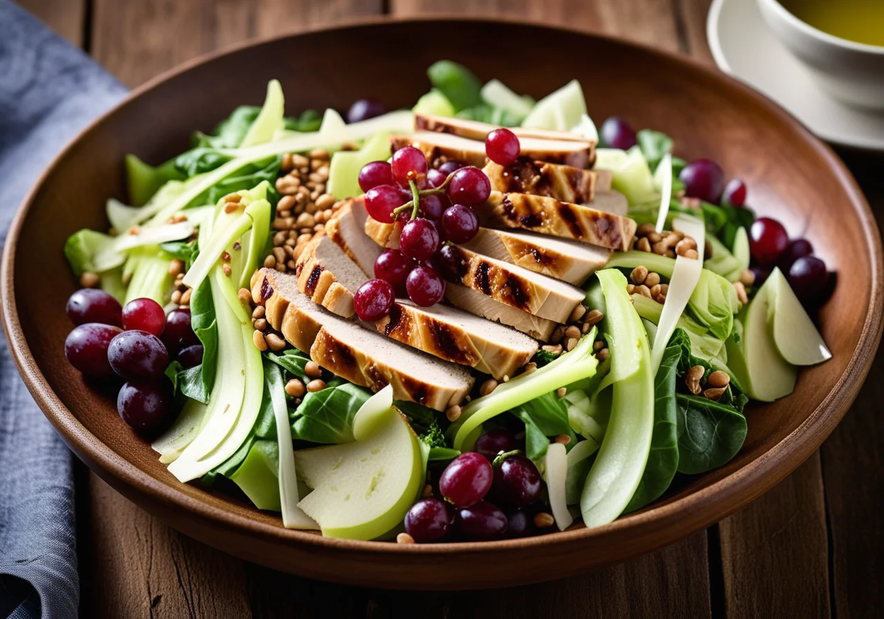 Cabbage, Grape, Lentil and Grilled Chicken Breast Salad