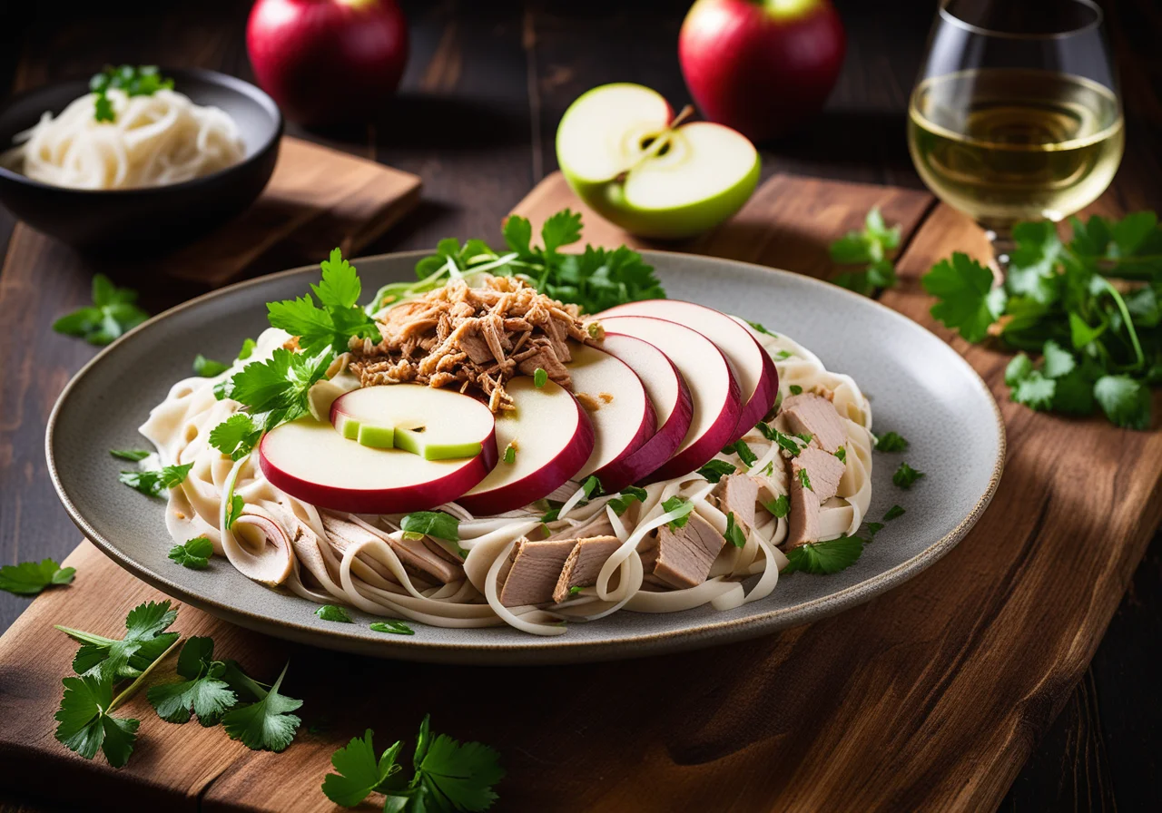 Sliced Turkey with Apple and Rice Noodles