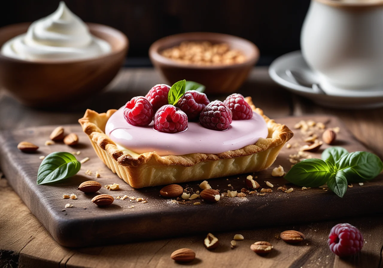 Vegetable Pastry with Nuts and Lingonberry Yogurt