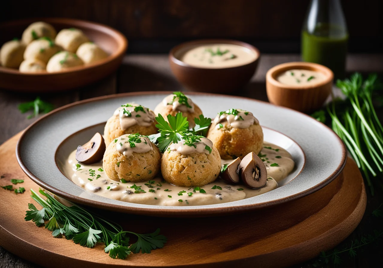 Bread Dumplings with Mushroom Sauce