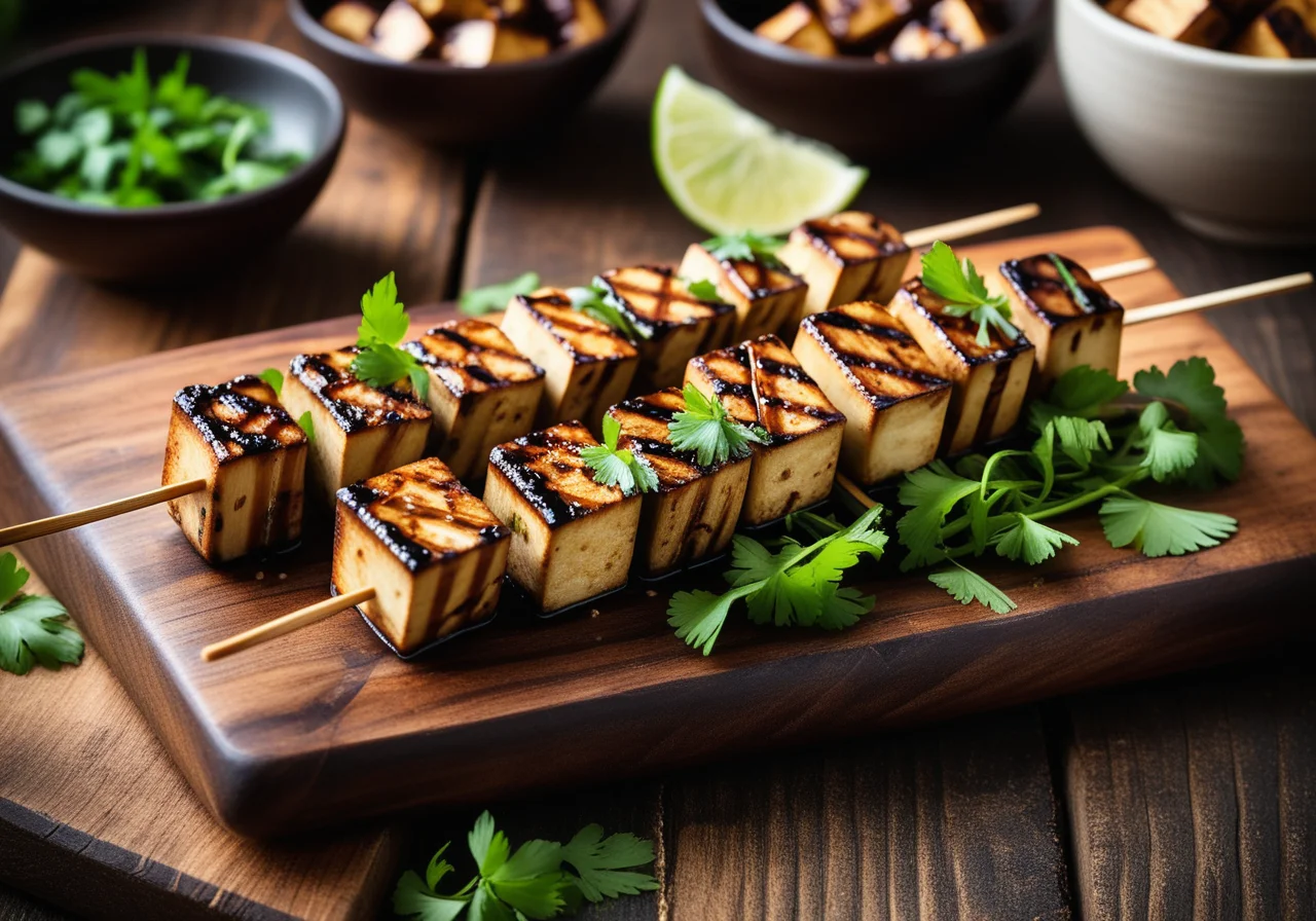 Tofu Mushroom Skewers
