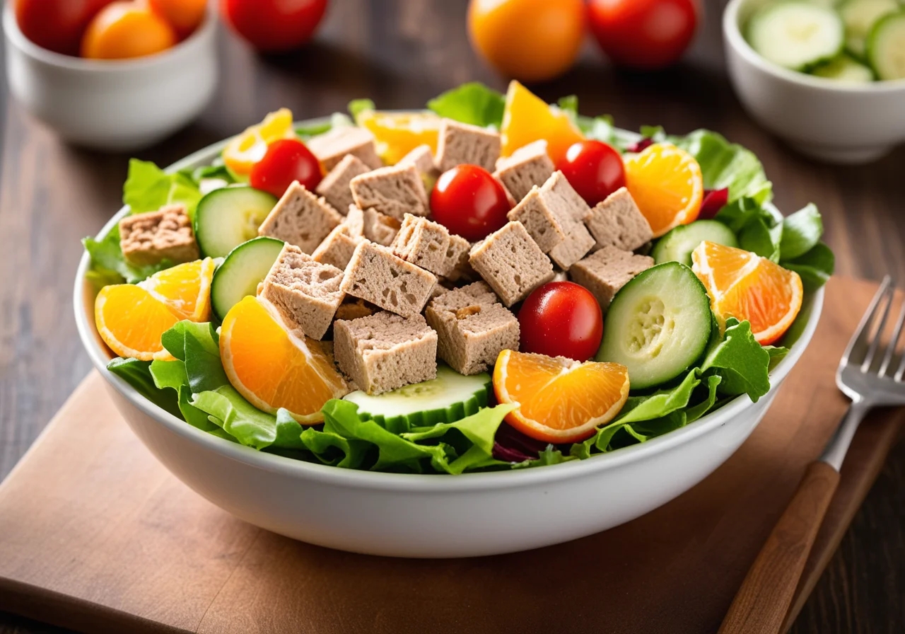 Colorful Tuna Salad with Croutons