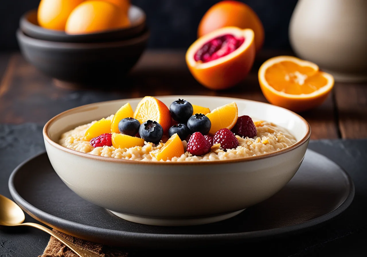 Rice Pudding with Baked Fruit