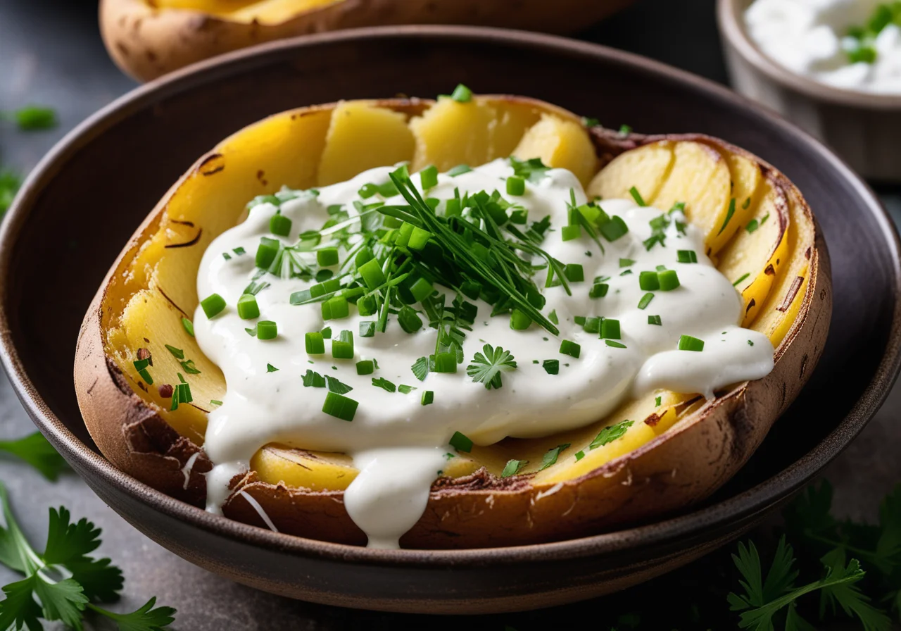Garlic Potatoes with Onion Quark