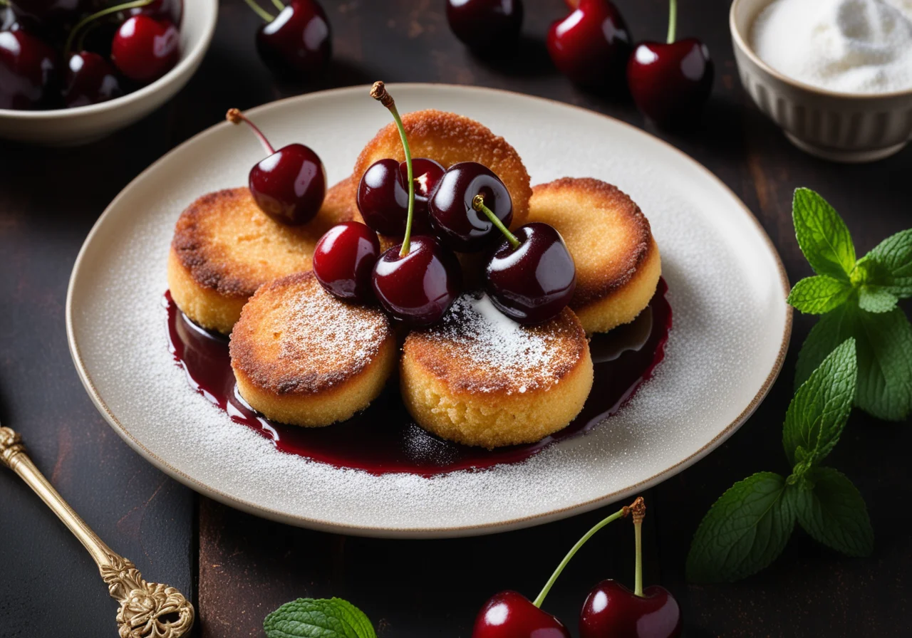 Semolina Cutlets with Cherry Compote