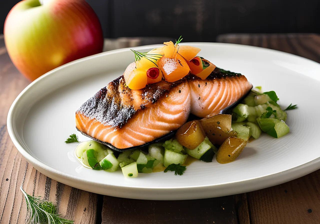 Pan‑fried Salmon with Apple Spring Onions
